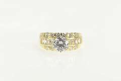 14K Yellow Gold Round Baguette Flashy Travel Engagement Ring