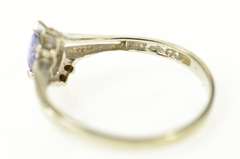 10K White Gold Marquise Tanzanite Diamond Bypass Ring