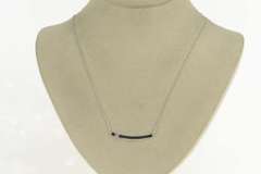 14K White Gold 0.15 Ctw Diamond Chain Classic Curved Bar Necklace