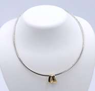 Dreamy 2 Tone Omega Chain with Slider Pendant Necklace