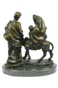 Flight into Egypt Biblical Event Holly Family Bronze Sculpture