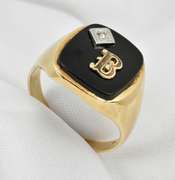 Man's Classic Black Onyx Initial Ring