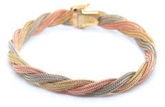 Powerful Tri Color Gold Woven Mesh Bracelet