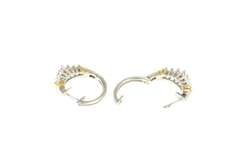 14K White Gold 0.48 Ctw Diamond Two Tone Huggies Hoop Earrings