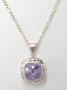 Large Purple Pendant & Chain, Sterling