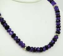 Large Faceted Amethyst Rondelles & Sterling Necklace