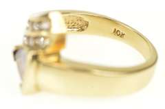10K Yellow Gold 0.90 Ctw Trillion Amethyst Diamond Bypass Ring