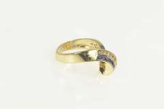 14K Yellow Gold 0.50 Ctw Diamond Sapphire Wave Twist Band Ring