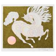 Guillaume Azoulay, "Etude XZMN" Framed Original Hand Colored Drawing with Hand Laid Gold Leaf, Hand Signed with Letter of Authenticity