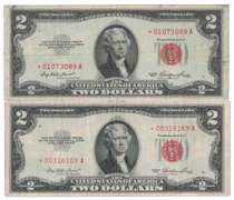 1953 Red Seal $2 Bill lot of Two(2)