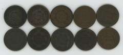10 Assorted Old US Large Cents 1819 to 1855. Circs