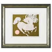 Guillaume Azoulay, "Etude XZMN" Framed Original Hand Colored Drawing with Hand Laid Gold Leaf, Hand Signed with Letter of Authenticity