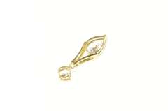 14K Yellow Gold Round & Pear CZ Drop Dangle Statement Pendant