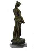 Young Woman with a Long Stem of Fruit Bronze Statue