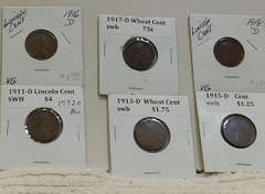 6 ea D Mint Lincolns 1911-D to 18-D