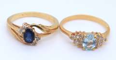 Sterling Silver Lot of 2 Gemstone Rings