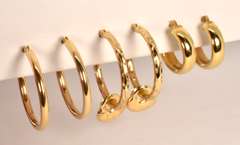 Three Pairs of 14k Small Hoops