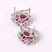 Enamoring 9.90CTW Ruby & 0.38CTW Diamond Lever Back Earrings in Sterling Silver