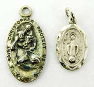 2 Petite Sterling Silver Religious Medals