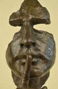 Man Hush Up Bronze Sculpture