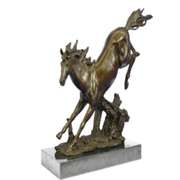 Agile Wild Stallion Horse Bronze Sculpture