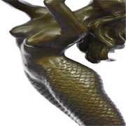 Mermaid Bronze Statue on Marble Base Sculpture