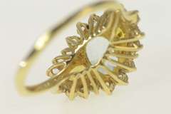 14K Yellow Gold Oval Blue Topaz Citrine CZ Halo Statement Ring