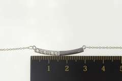 14K White Gold 0.15 Ctw Diamond Inset Curved Bar Chain Necklace