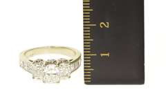 14K White Gold 2.49 Ctw Radiant Three Stone Diamond Engagement Ring