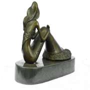 Nude Sexy Mermaid Bronze Marble Base Figurine Mythical Art Decor