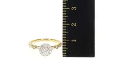 14K Yellow Gold 0.75 Ctw Round Diamond Halo Engagement Ring
