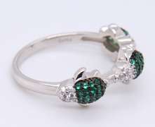Sterling Silver Turtle Cubic Zirconia Ring