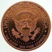 1964 Kennedy 1 oz .999 Fine Copper Round