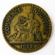 1922 French 2 Franc Commerce Industrie Token