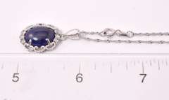 Dreamy 9.53CTS Cabochon-Cut Star Sapphire & 0.28CTW Diamond Pendant Necklace in Sterling Silver