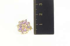 10K Yellow Gold Marquise Amethyst Diamond Freeform Cluster Ring