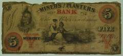 1860 Five Dollars $5 Miners and Planters State of North Carolina