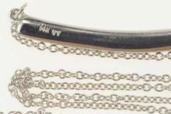 14K White Gold 0.15 Ctw Diamond Chain Classic Curved Bar Necklace