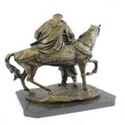 A Man Helping his wife Bronze Statue