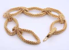 Attractive Oval Rope Spiral Link Chain Yellow Gold Bracelet