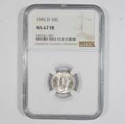 MS67 FB 1945-D Mercury Dime - Graded NGC
