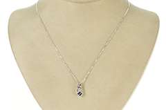 10K White Gold Princess Sapphire Cluster Diamond Accent Pendant