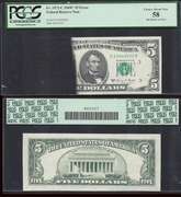$5 1969-C FRN Major Ink Smear covering half of the front of the note. PCGS 58