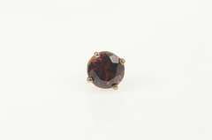 14K Yellow Gold Round Garnet Solitaire Simple Single Stud Earring