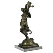 Beauty Ribbon Dancer Bronze Sculpture on Marble Base Statue