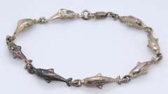 Vintage Sterling Silver Dolphin Link Bracelet