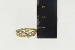 10K Yellow Gold White & Black Diamond Wavy Statement Band Ring