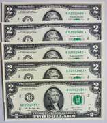 (5) Superb Crisp 2013 $2 Star Replacement Notes New York-Consecutive!