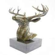 Elk Deer Stag Bust Bronze Statue
