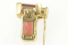 10K Yellow Gold Emerald Cut Garnet Diamond Accent Stud Earrings